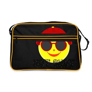 Smiley with cap summer hot sunshine heat glasses - Retro Tasche - Schwarz/Gold - Vorne