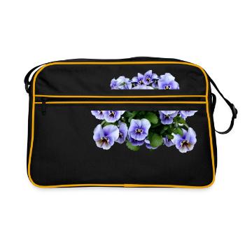 flowers lilies tulips orchids sunflower dahlia ger - Retro Tasche - Schwarz/Gold - Vorne