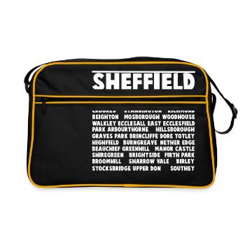 Sheffield Stadt (weiß) - Retro Tasche - Schwarz/Gold - Vorne