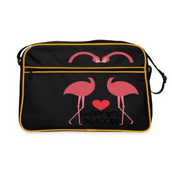 Sex Boobs Boobs Tits Flamingo Heart Love Happiness - Retro Bag - black/gold - Front