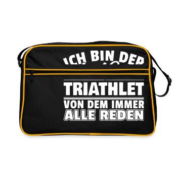 Heißer Triathlet - Retro Tasche - Schwarz/Gold - Vorne