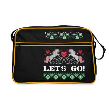 ugly christmas sweater with unicorn - Retro Bag - black/gold - Front
