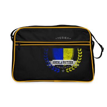 Gütesiegel Oberlausitzer Original - Retro Tasche - Schwarz/Gold - Vorne