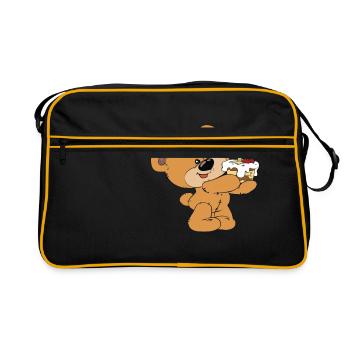 Petit ourson avec un gâteau - Sac Retro - noir/or - Devant