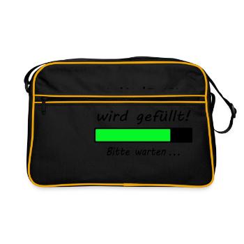 Windel wird gefüllt Bitte warten Ladebalken Baby - Retro Tasche - Schwarz/Gold - Vorne