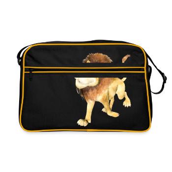 Lion Sami by Sabina Elisabeth Design - Retro Tasche - Schwarz/Gold - Vorne