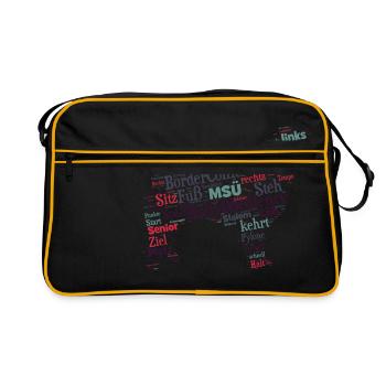 Rally Obedience Border Collie Wordcloud - Retro Tasche - Schwarz/Gold - Vorne