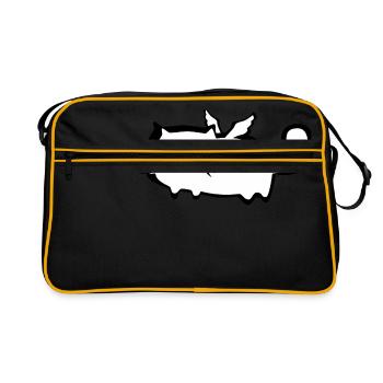Mollige süße Katze Engel mit Engelsflügeln Kinder - Retro Tasche - Schwarz/Gold - Vorne