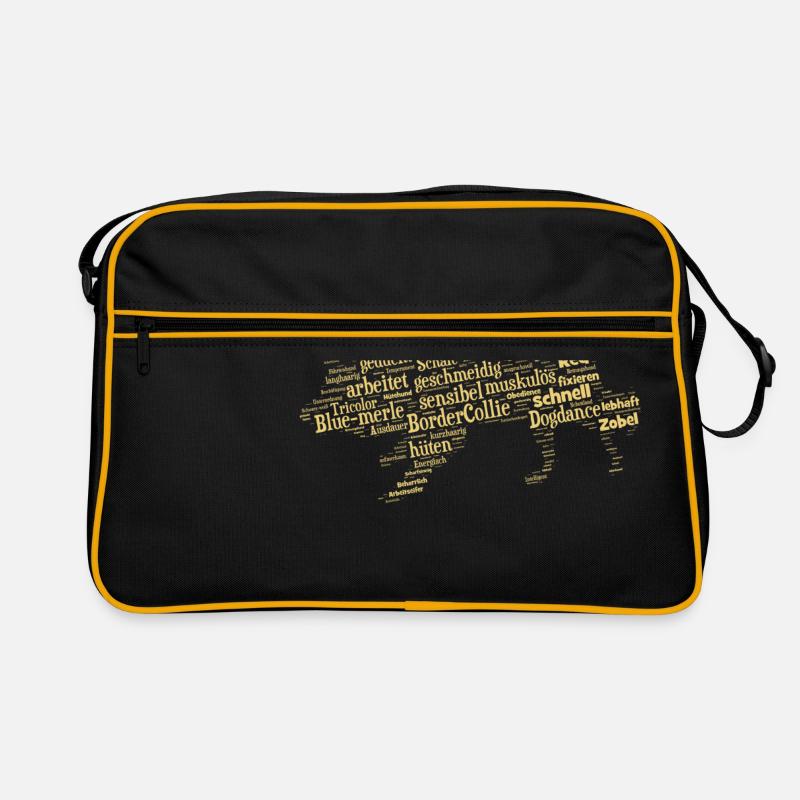 Border Collie Charakteristika Wordcloud Retro Tasche