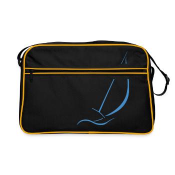 Voilier, mer, eau, vent, - Sac Retro - noir/or - Devant