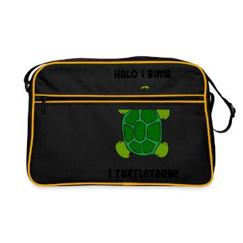 Turteltaube Schildkröte Taube i Bims Vong Geschenk - Retro Tasche - Schwarz/Gold - Vorne