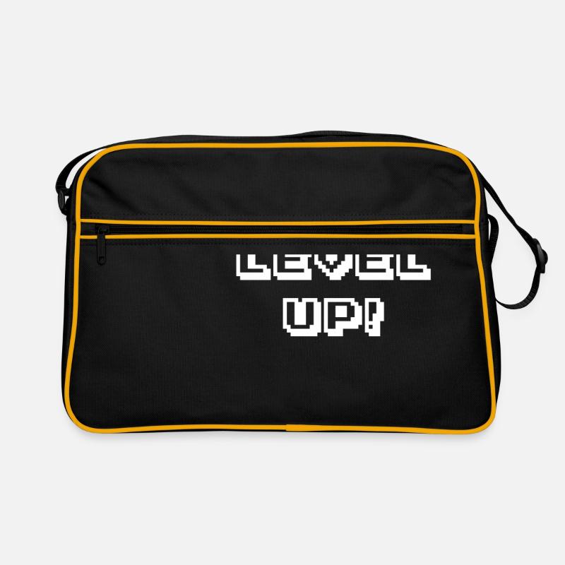 Arcade Level Up weiß - Retro Tasche - Schwarz/Gold