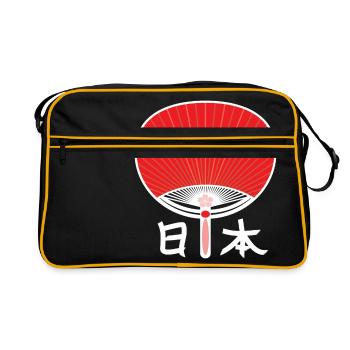 Japon Faecher rouge avec des caractères japonais - Sac Retro - noir/or - Devant