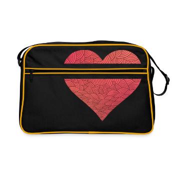 rotes herz red heart valentine valentinstag liebe7 - Retro Tasche - Schwarz/Gold - Vorne