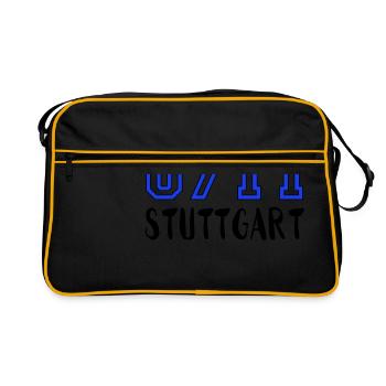 0711 Stuttgart Geschenkidee Stuggi Schwaben - Retro Tasche - Schwarz/Gold - Vorne
