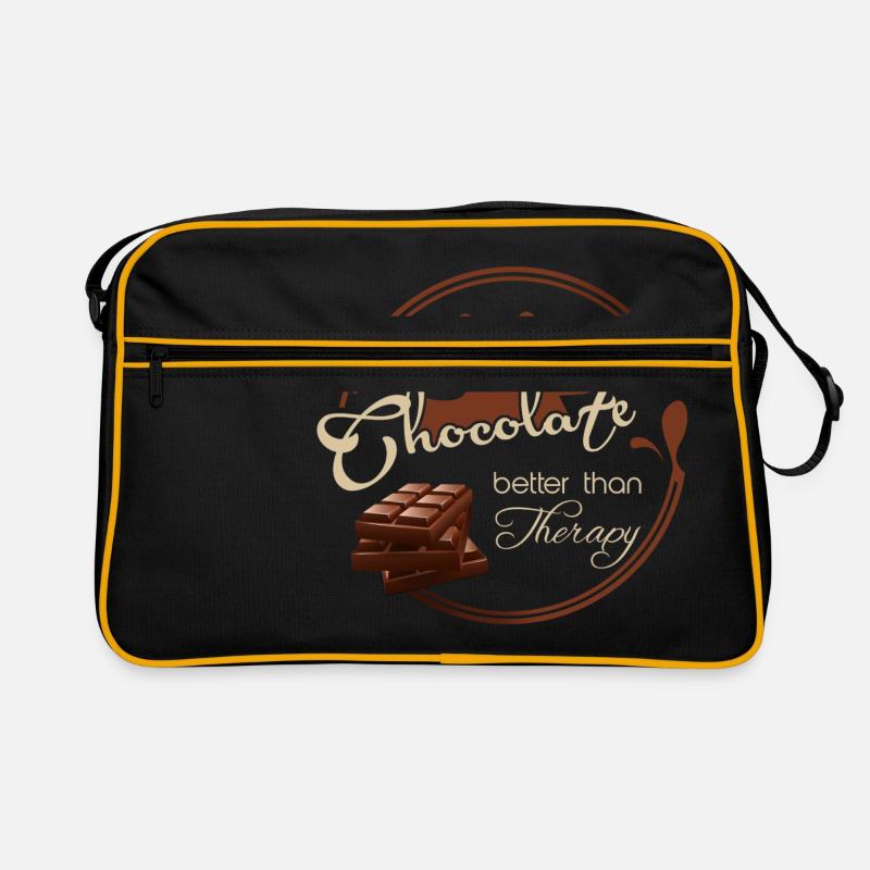 Lustiges "Chocolate - better than therapy!" -Shirt Retro Tasche