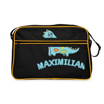 Dinosaur funny child Maximilian gift birth - Retro Bag - black/gold - Front