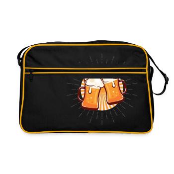 Cool beer shirts - Beer is my life - beer drinker - Retro Bag - black/gold - Front