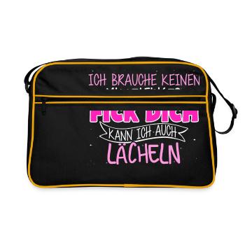 Fick dich lächeln - Retro Tasche - Schwarz/Gold - Vorne