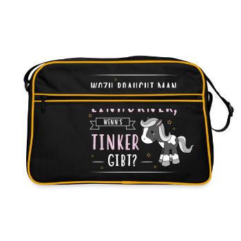 Wozu Einhörner Tinker - Retro Tasche - Schwarz/Gold - Vorne