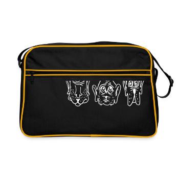 3 chiens blancs abstrait peint comme un cadeau - Sac Retro - noir/or - Devant