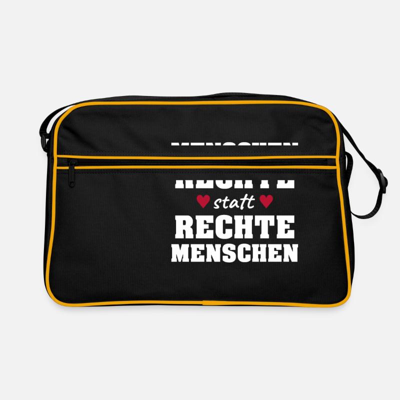 Menschenrechte statt Rechte Menschen! - Retro Tasche - Schwarz/Gold