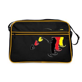 Angeln, Angeln - Retro Tasche - Schwarz/Gold - Vorne