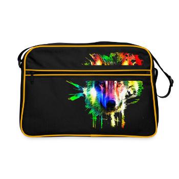 Wolf Splash Modern - Retro Tasche - Schwarz/Gold - Vorne