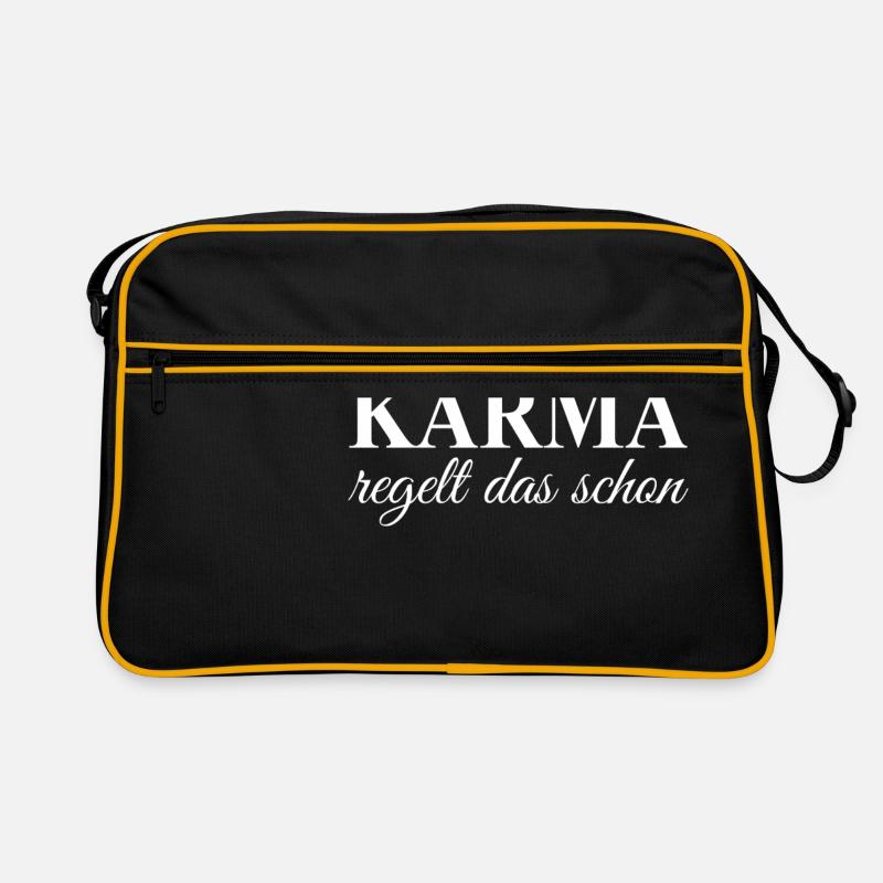 Karma Spruch schwarz Geschenk Idee Retro Tasche