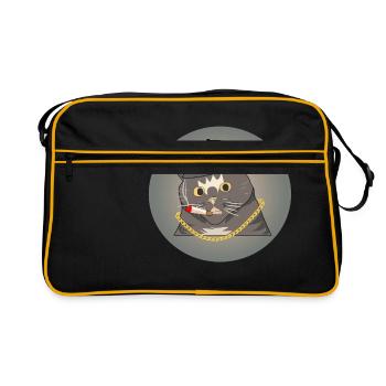 Punk Cat Fumer Cool Cigarette Cadeau - Sac Retro - noir/or - Devant
