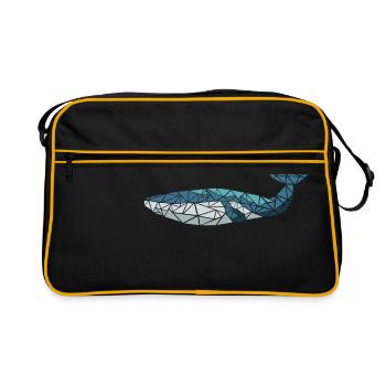 Wal - Polygon Motiv - Geometrisch - Geschenk - Retro Tasche - Schwarz/Gold - Vorne