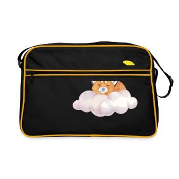 Sommeil chat nuage lune cadeau de nuit - Sac Retro - noir/or - Devant