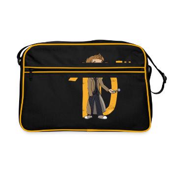 The 10th Doctor, chibi version - Retro Bag - black/gold - Front