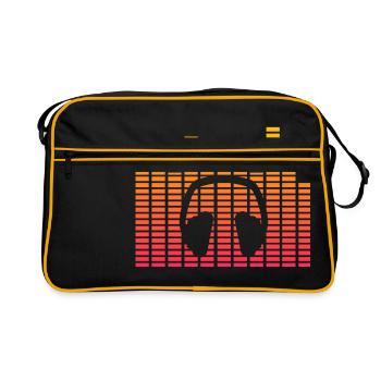 Equalizer Headphones Neon Gift Hipster Music - Retro Bag - black/gold - Front