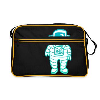 Astronaut Clipart - Retro Tasche - Schwarz/Gold - Vorne