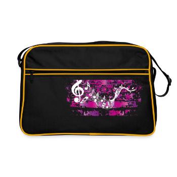 Musique musicien note cadeau de grunge de clef - Sac Retro - noir/or - Devant