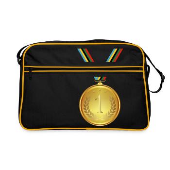 Gold Medal, Medal, Winner Winner - Retro Bag - black/gold - Front