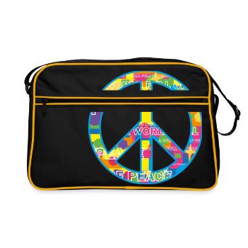 Peace / peace symbol - Retro Bag - black/gold - Front