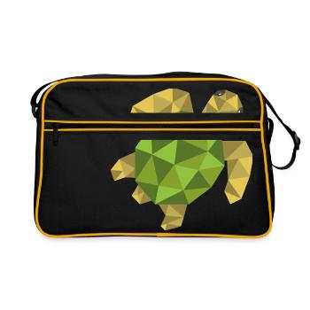Tortue géométrique cadeau triangle hipster - Sac Retro - noir/or - Devant