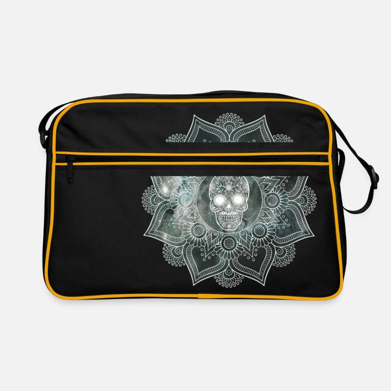 Mandala Skull - Retro Tasche - Schwarz/Gold