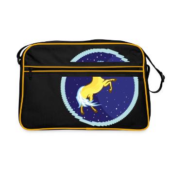 Licorne dorée dans le ciel étoilé - Sac Retro - noir/or - Devant