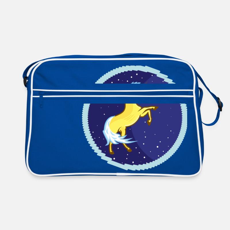 Licorne dorée dans le ciel étoilé Sac Retro