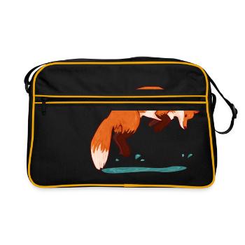 Springender Fuchs - Retro Tasche - Schwarz/Gold - Vorne