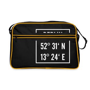 Berlin knows with latitude and longitude - Retro Bag - black/gold - Front