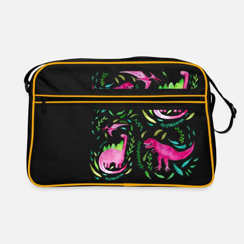 Rosa Dinosaurier für Mädchen Geschenk - Retro Tasche - Schwarz/Gold