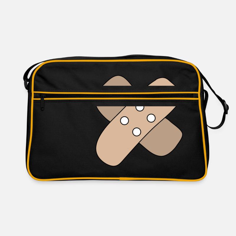 Pflaster, Wunde, Verletzung, Heilung, Geschenkidee - Retro Tasche - Schwarz/Gold
