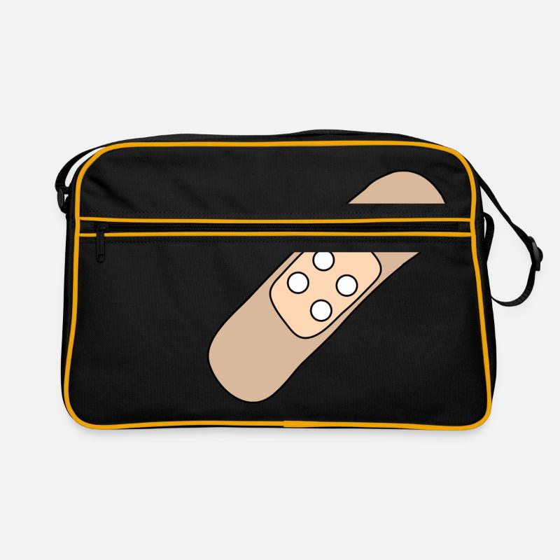 Pflaster, Wunde, Verletzung, Heilung, Geschenkidee - Retro Tasche - Schwarz/Gold
