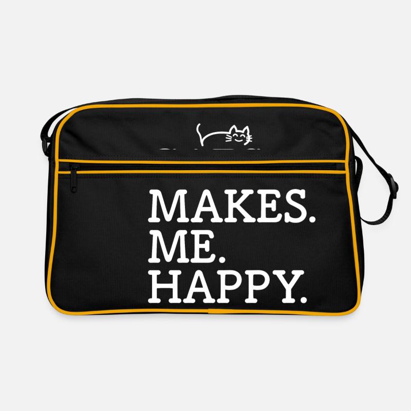 Katze Katzen Katzenhalter Kätzchen Geschenk - Retro Tasche - Schwarz/Gold