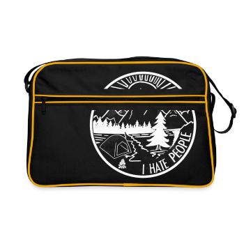 I hate People - Nature, Camping, Outdoor, Hiking - Retro Bag - black/gold - Front