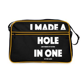 Disc Golf, discgolf, golf, hole in one, lustig - Retro Tasche - Schwarz/Gold - Vorne